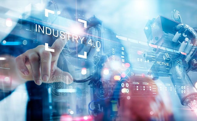 Person controlling a futuristic device on a transparent touch screen.