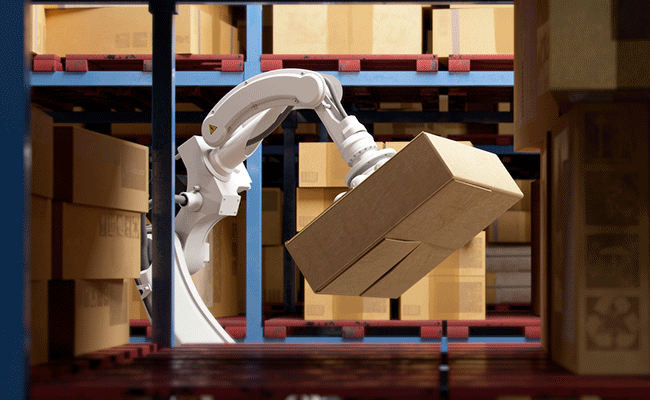 Robot picking parcel